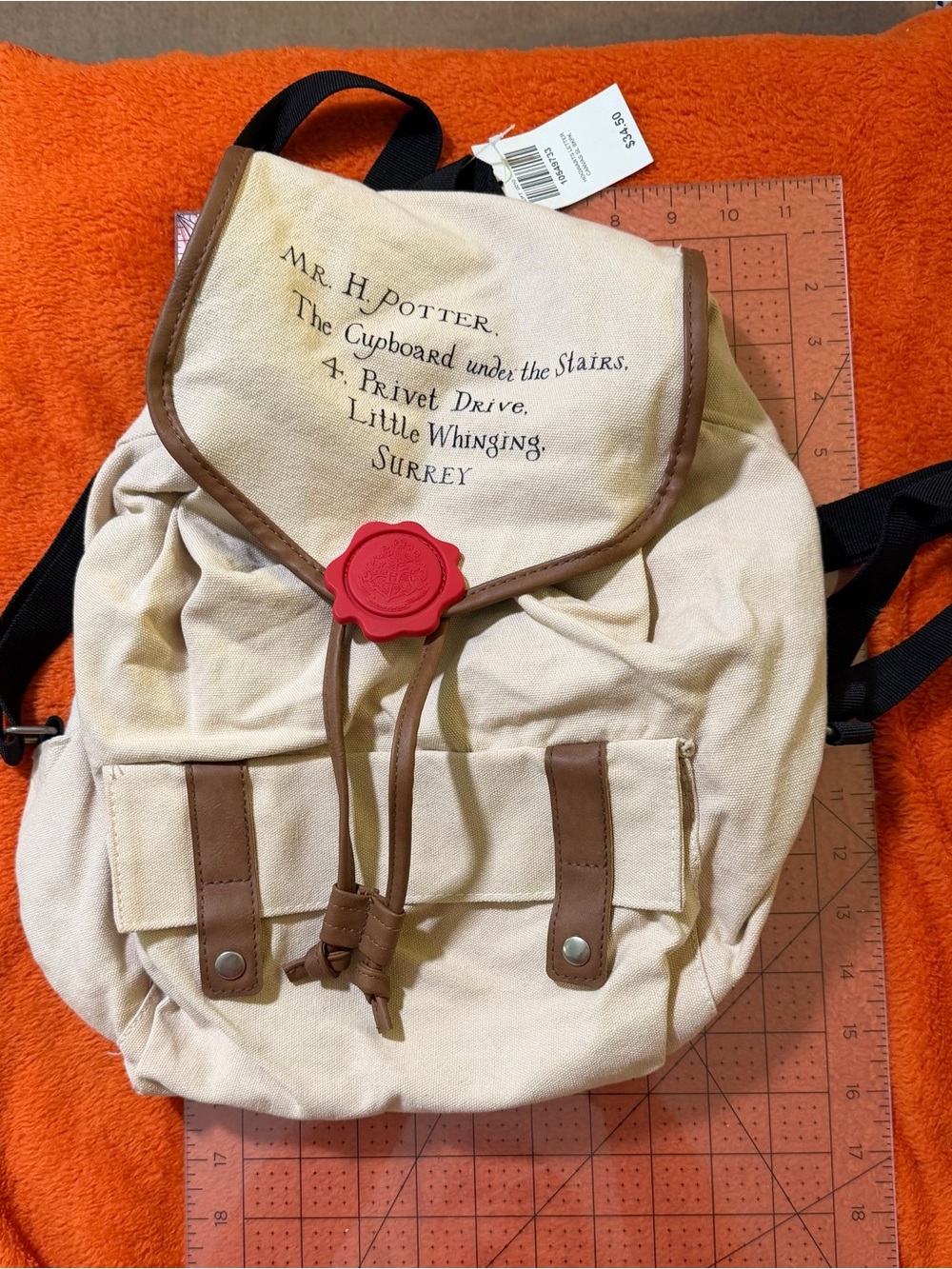 Harry Potter Hogwarts Letter Canvas Backpack Bioworld 2016 NWT Licensed